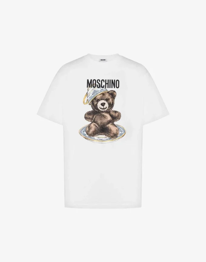 T-shirt in jersey di cotone biologico Moschino Teddy Bear
