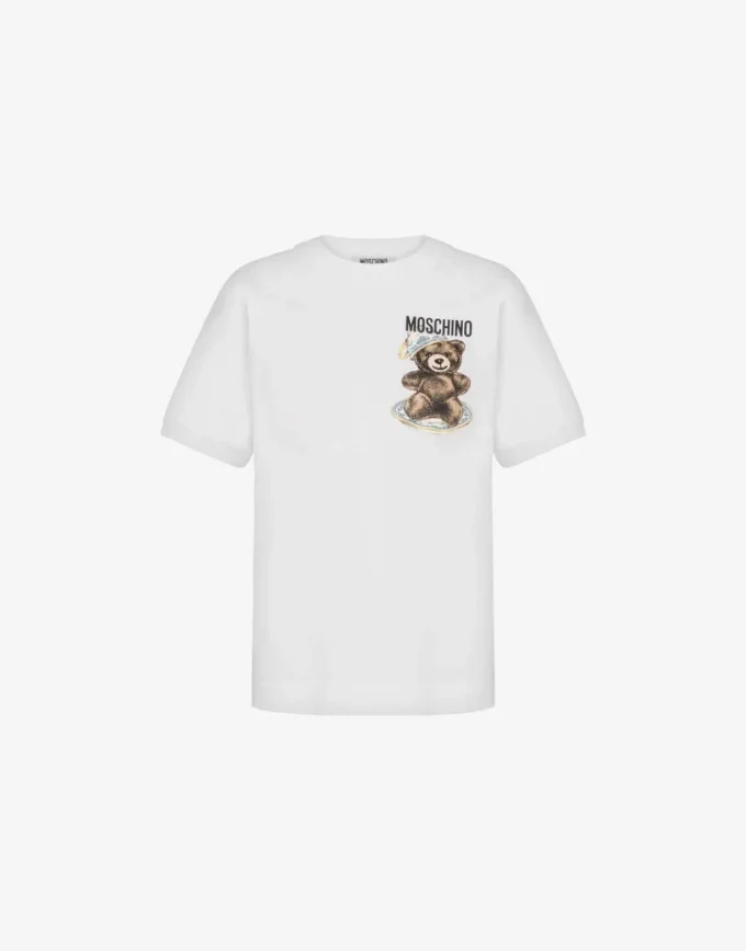 T-shirt in jersey di cotone biologico Moschino Teddy Bear