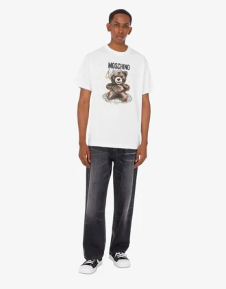 T-shirt in jersey di cotone biologico Moschino Teddy Bear