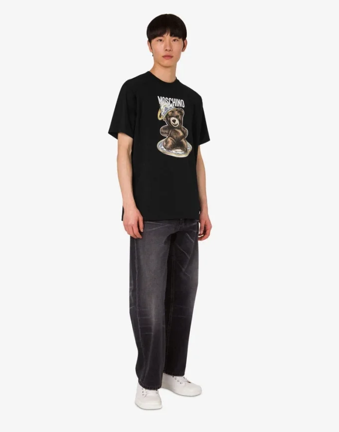 T-shirt in jersey di cotone biologico Moschino Teddy Bear