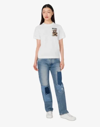 T-shirt in jersey di cotone biologico Moschino Teddy Bear