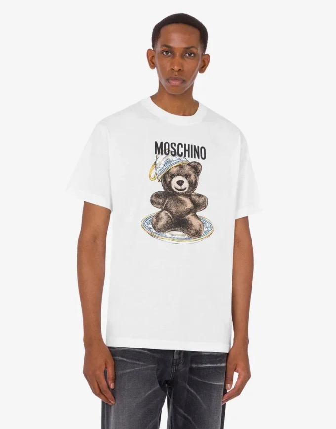 T-shirt in jersey di cotone biologico Moschino Teddy Bear