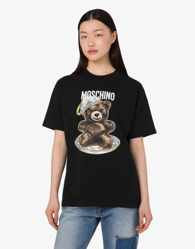 T-shirt in jersey di cotone biologico Moschino Teddy Bear