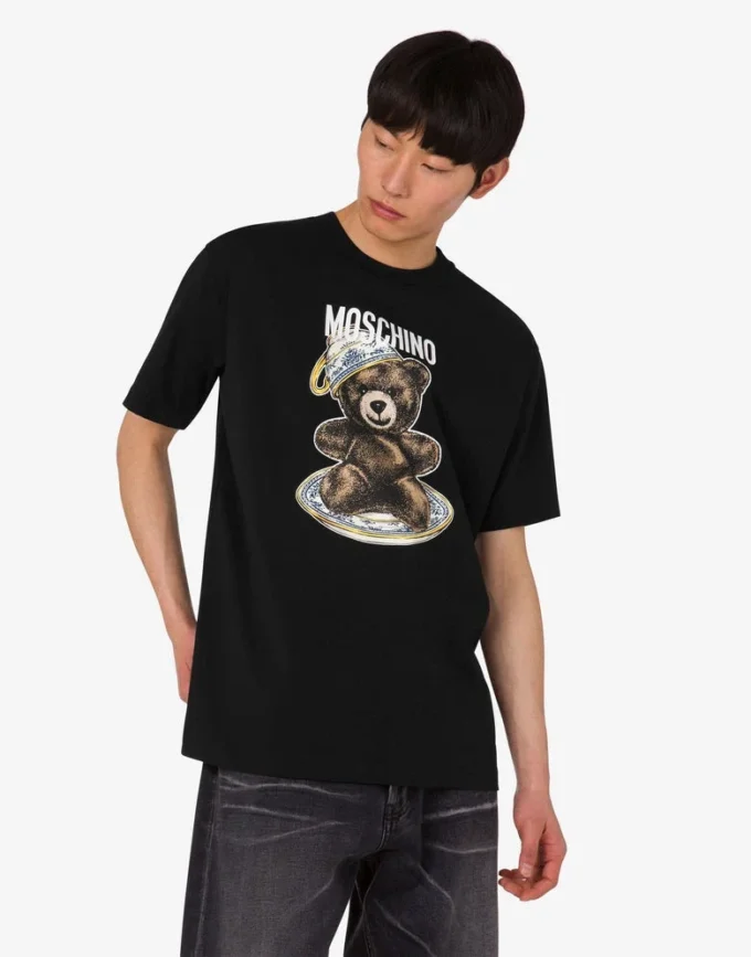 T-shirt in jersey di cotone biologico Moschino Teddy Bear