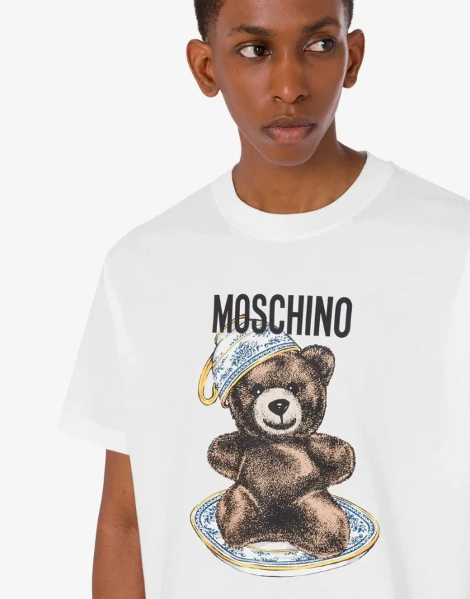 T-shirt in jersey di cotone biologico Moschino Teddy Bear