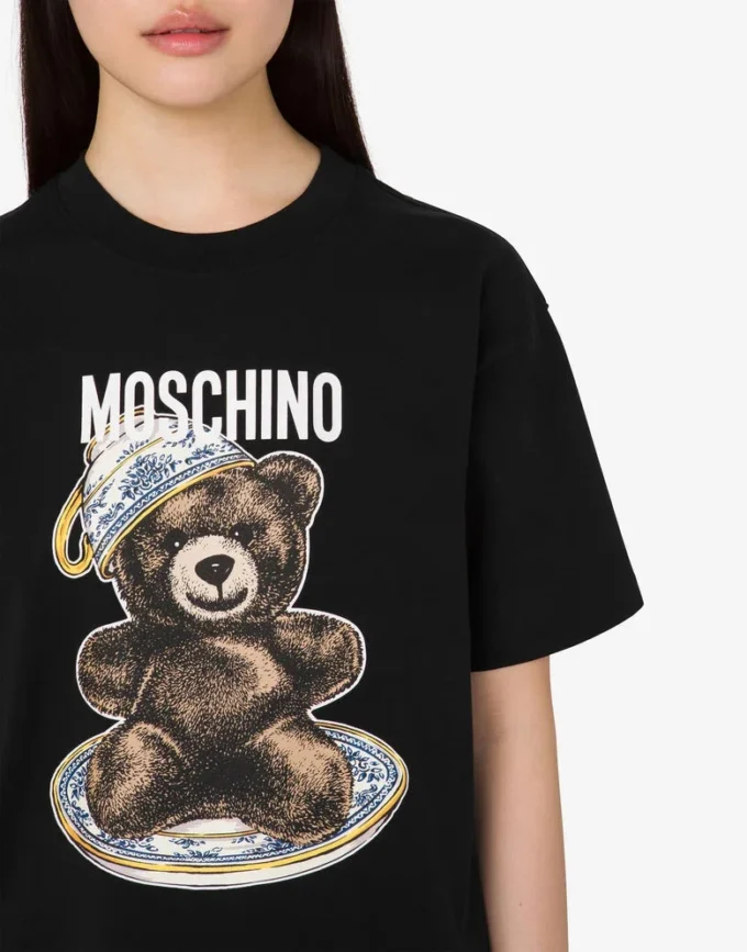 T-shirt in jersey di cotone biologico Moschino Teddy Bear