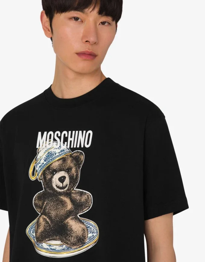 T-shirt in jersey di cotone biologico Moschino Teddy Bear