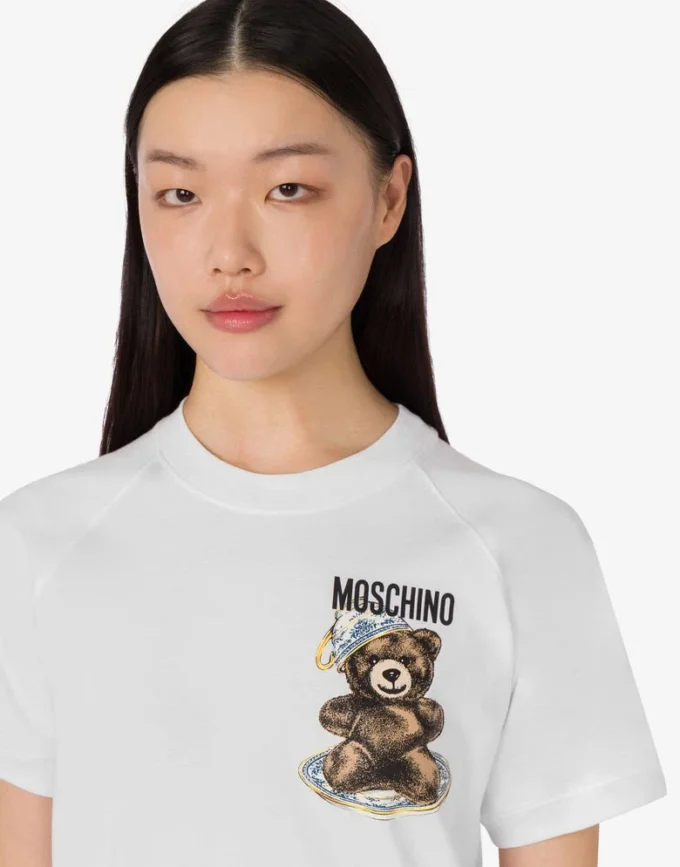 T-shirt in jersey di cotone biologico Moschino Teddy Bear