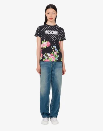T-shirt in jersey di cotone biologico stampato