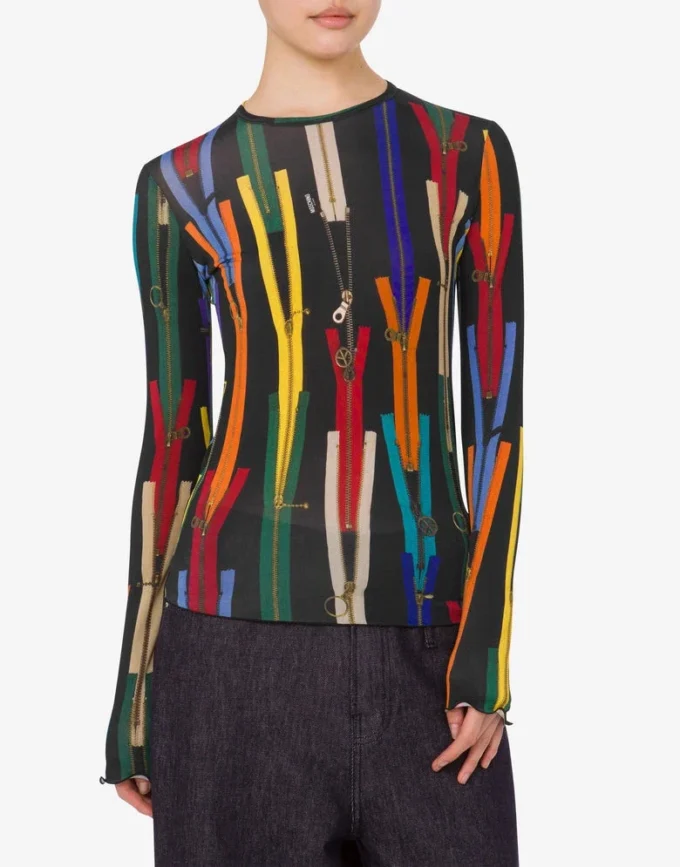 T-shirt in jersey elasticizzato stampato
