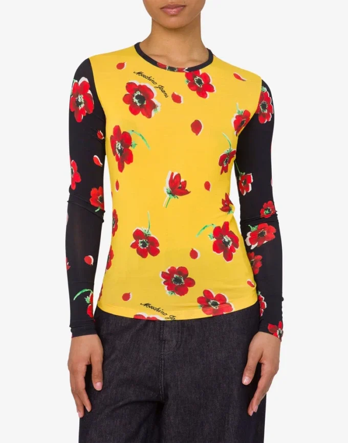 T-shirt in jersey elasticizzato stampato