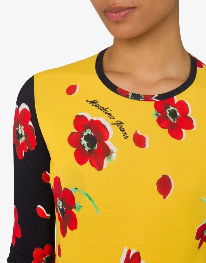 T-shirt in jersey elasticizzato stampato