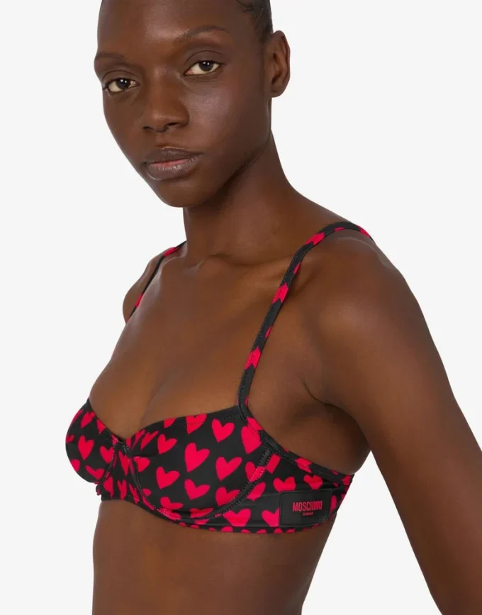 Top bikini in lycra stampata