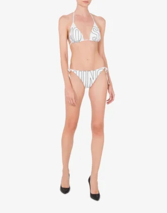 Slip da bagno con logo in gomma e lacci