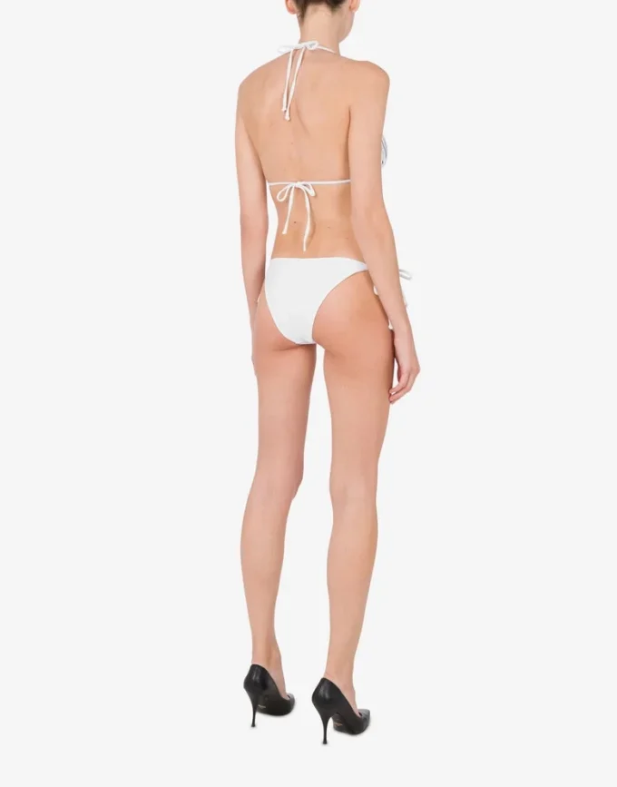 Slip da bagno con logo in gomma e lacci
