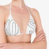 Top bikini triangolare con logo in gomma