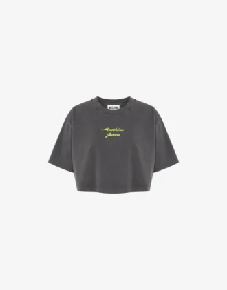 Top corto in jersey di cotone ricamato Top corto in jersey di cotone ricamato