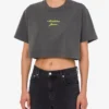 Top corto in jersey di cotone ricamato Top corto in jersey di cotone ricamato