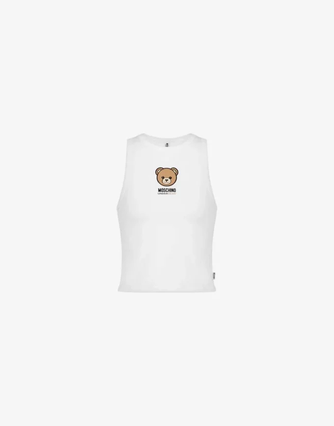 Top in jersey di cotone elasticizzato Moschino Teddy Bear