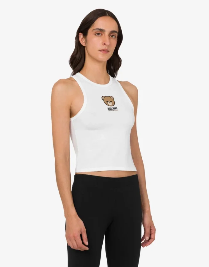 Top in jersey di cotone elasticizzato Moschino Teddy Bear