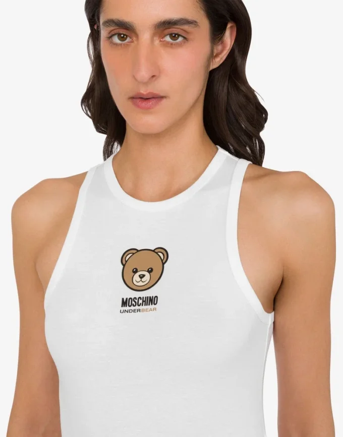 Top in jersey di cotone elasticizzato Moschino Teddy Bear
