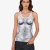 Top in jersey di cotone elasticizzato stampato Top in jersey di cotone elasticizzato stampato