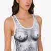 Top in jersey di cotone elasticizzato stampato Top in jersey di cotone elasticizzato stampato
