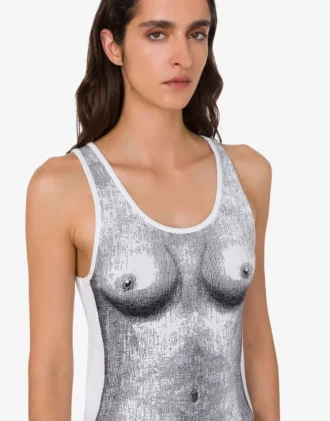 Top in jersey di cotone elasticizzato stampato