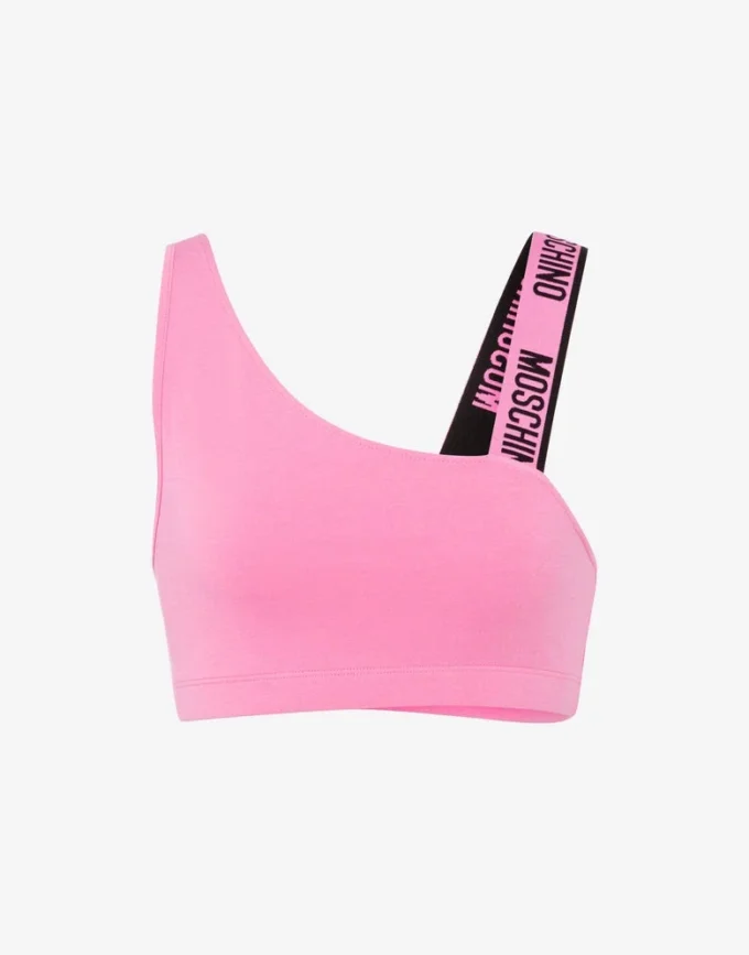 Top sportivo in jersey di cotone elasticizzato