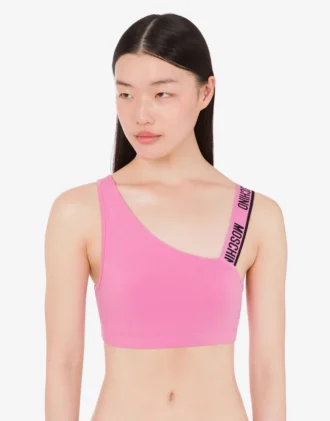 Top sportivo in jersey di cotone elasticizzato