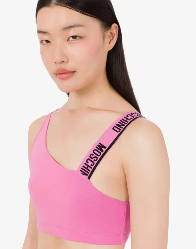 Top sportivo in jersey di cotone elasticizzato